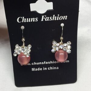 Crystal Bow Tie Ball Drop Earrings (H15)